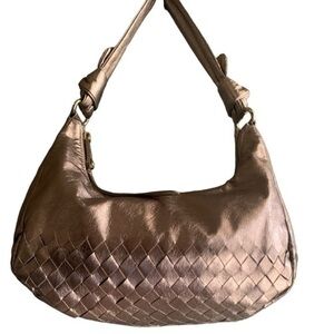 Elliot Lucca Short Strap Leather Mini Hobo Bag Pewter Ladies Short Strap Handbag